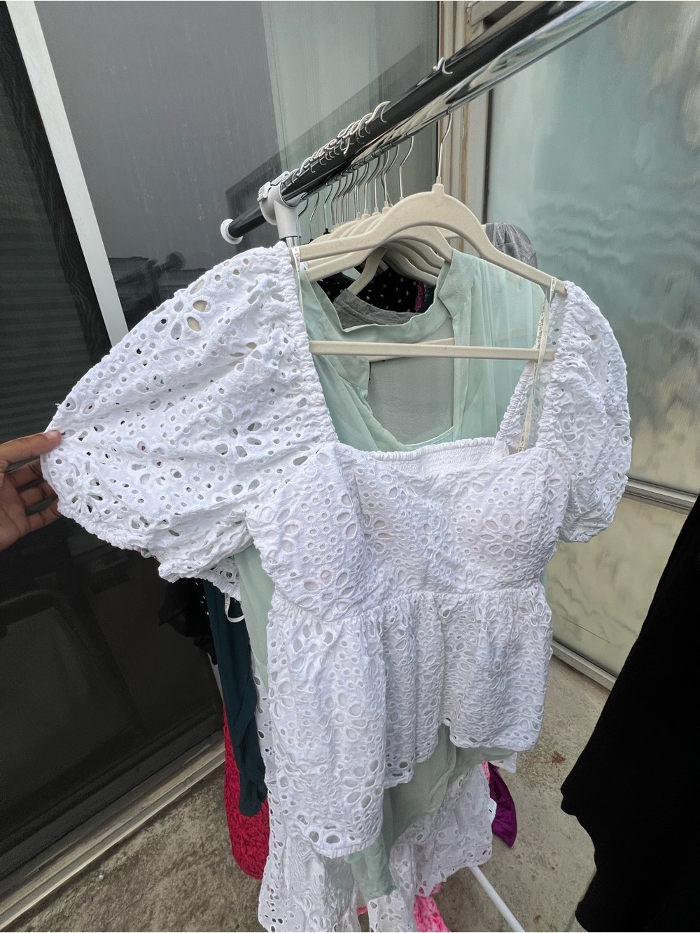 Lilly Pulitzer White Eyelet Puff-Sleeve Peplum Top